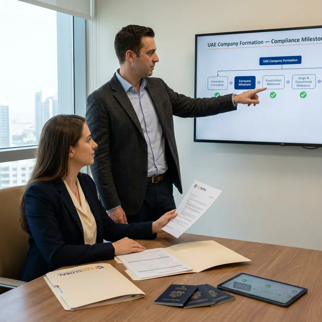 Consultants planning UAE business setup steps