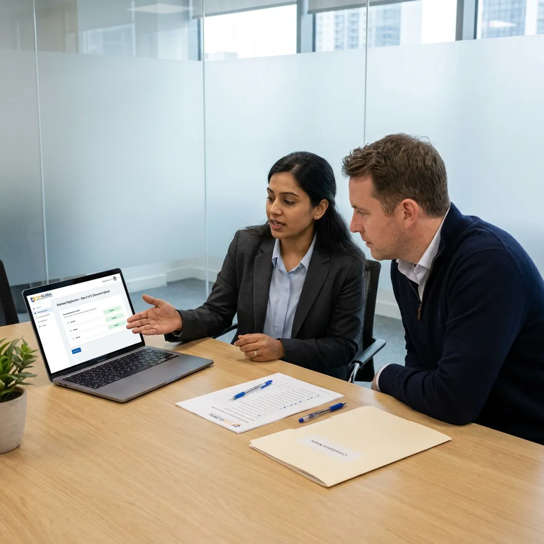 Consultant guiding online company registration process