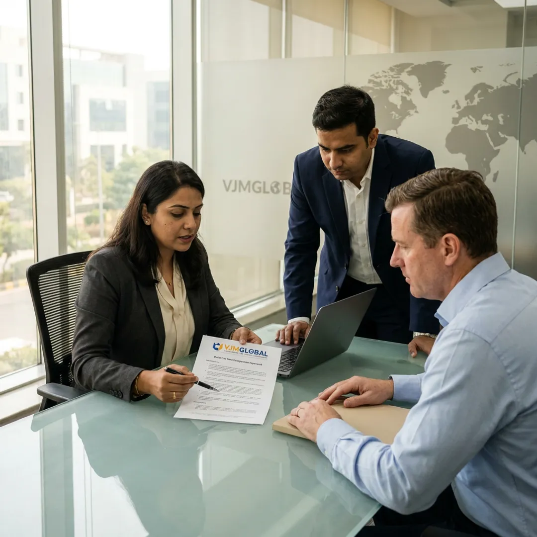 Consultants reviewing company formation documents