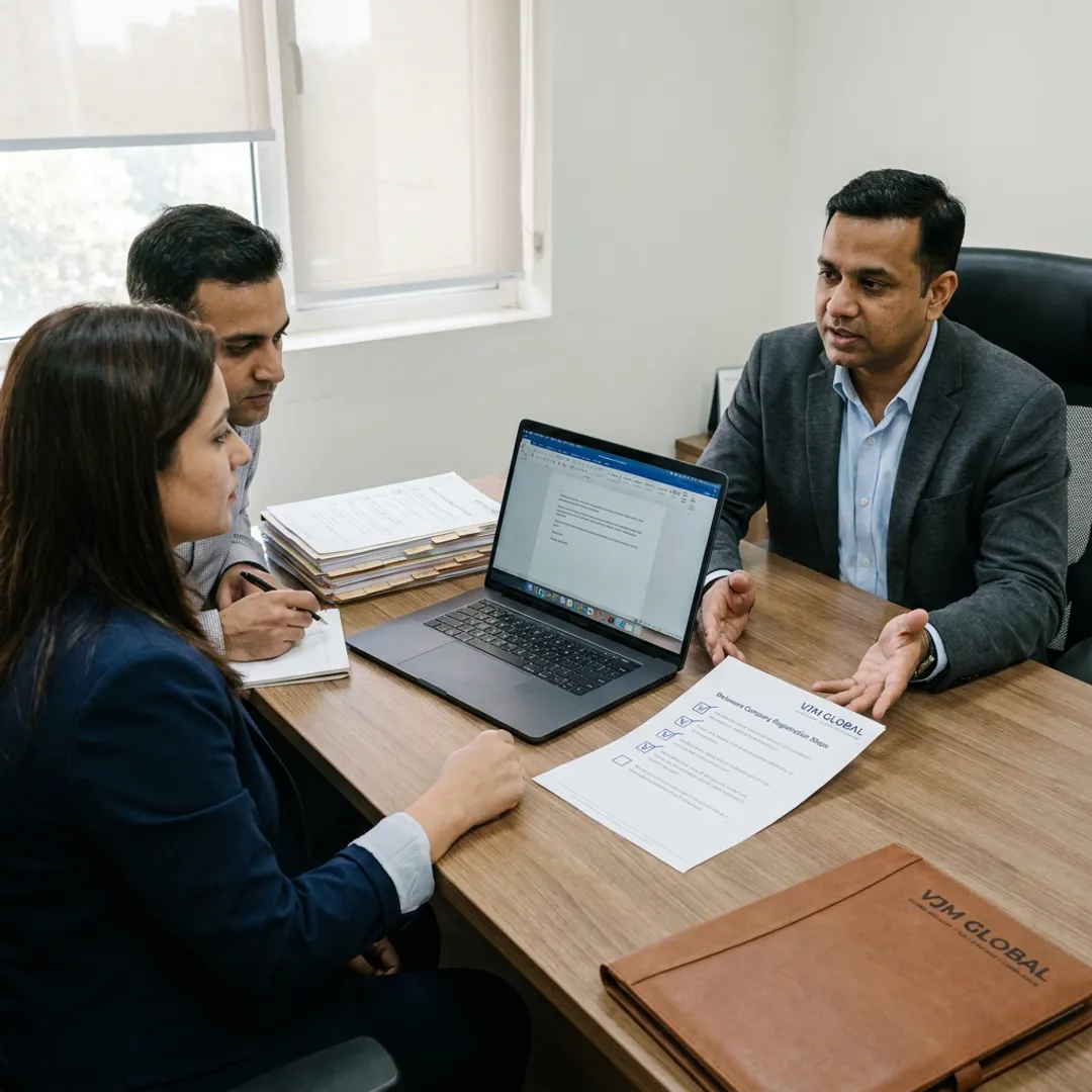 Consultant guiding Delaware company registration process