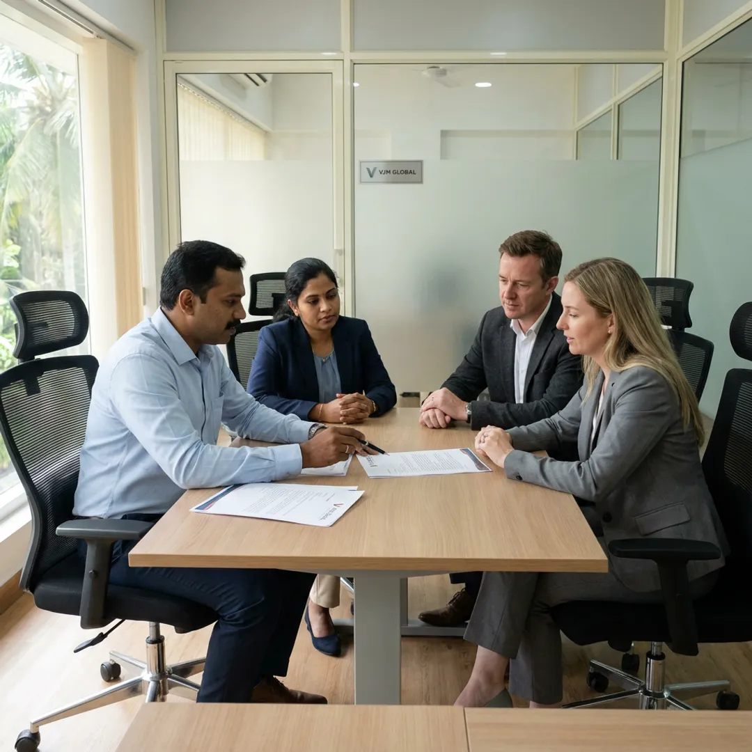 UK business owners discussing company registration in Trivandrum