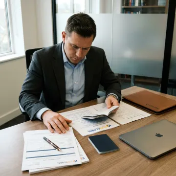 Advisor reviewing DMCC company setup documents