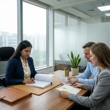 Advisor reviewing Dubai company registration documents