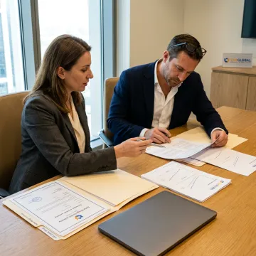 Consultants reviewing company formation documents