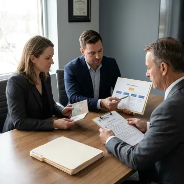 Business advisors reviewing international company formation documents