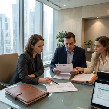Dubai skyline with business formation documents