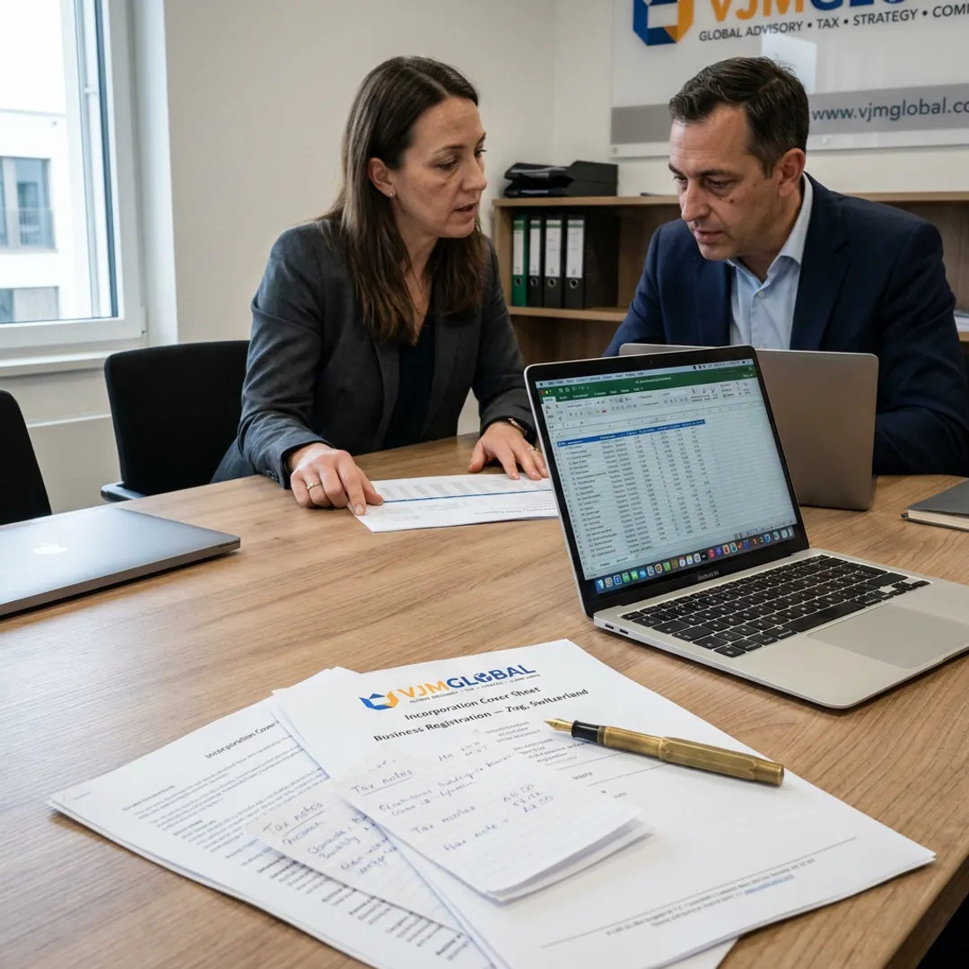 Advisors reviewing company formation documents