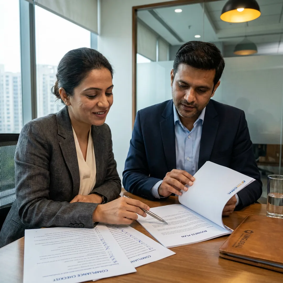 Advisors reviewing HFC registration documents
