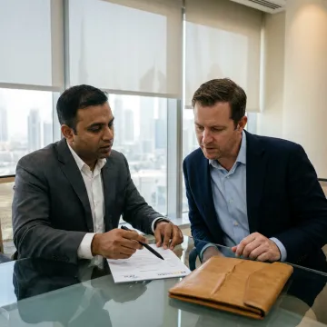 Advisor guiding a client through Dubai Free Zone registration