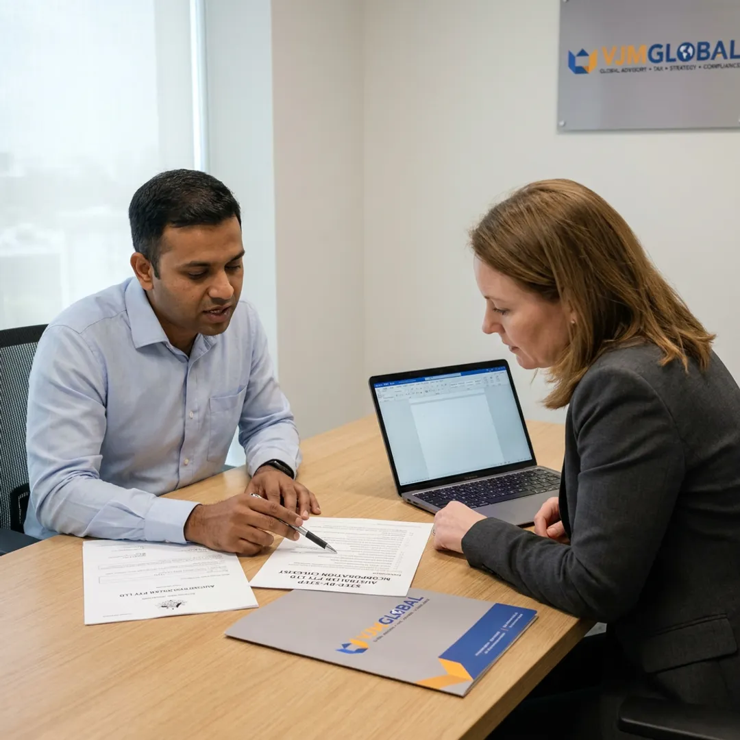 Advisor guiding a founder through Australian company setup