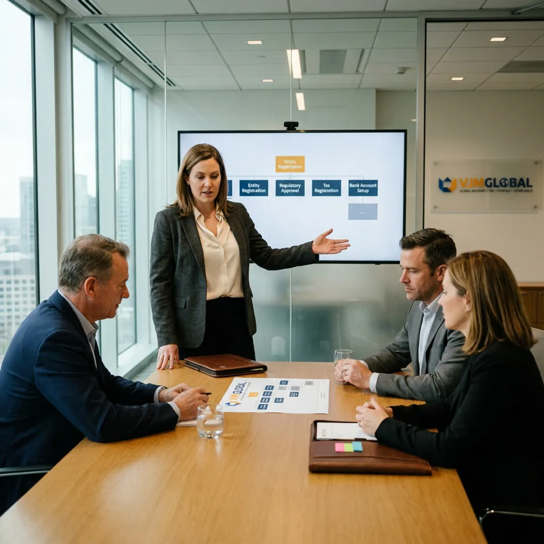 Consultant guiding a client through Saudi company registration