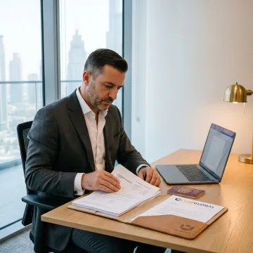 UAE entrepreneur reviewing UK company registration documents