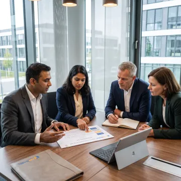 Advisors discussing a Qatar market entry strategy