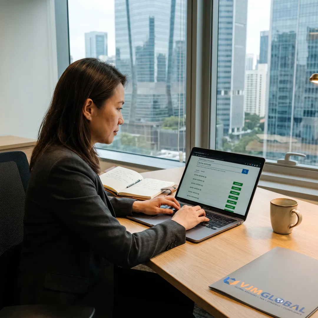 Business owner registering a Singapore domain online