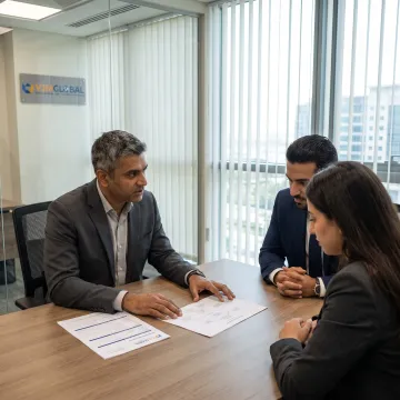 Advisor reviewing UK LLP documents with UAE client