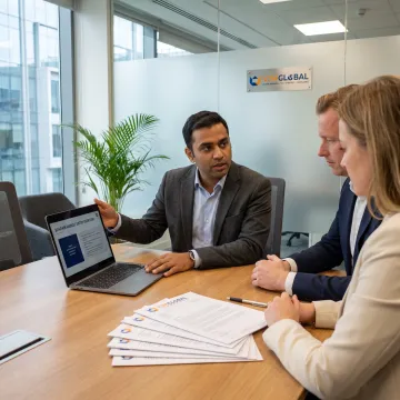 Advisor discussing Bahrain business setup documents
