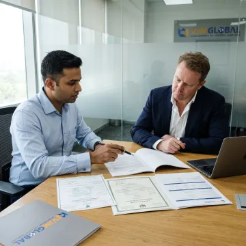 Consultant reviewing Saudi business setup documents