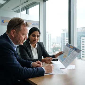 Business consultant reviewing Cambodia setup documents
