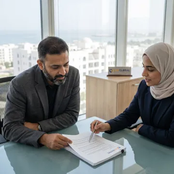 Entrepreneur reviewing Oman business setup documents