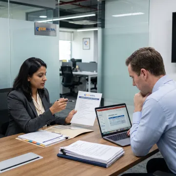 Advisor guiding a client through company formation