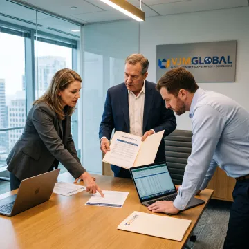 Business team reviewing Taiwan company formation documents
