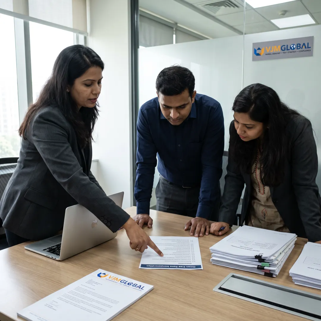 Consultant guiding a client through company formation documents