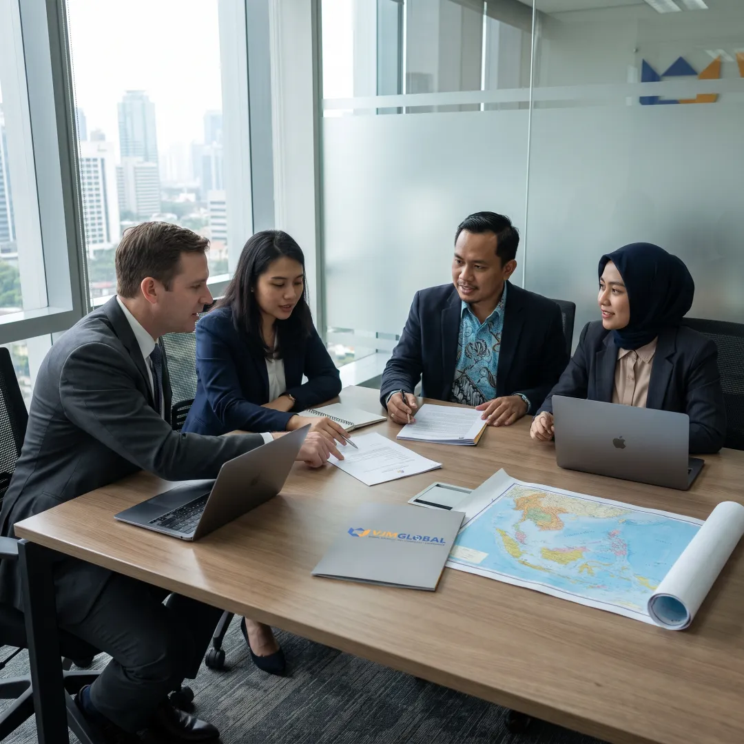 Business leaders reviewing Indonesia company formation documents