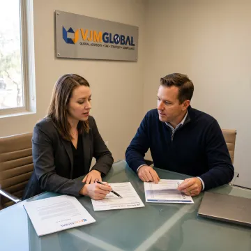 Business advisor reviewing startup documents