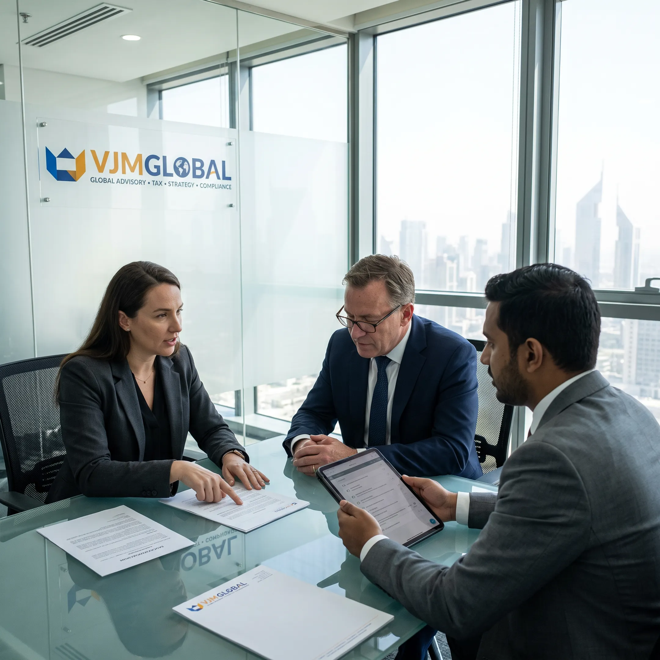 Business professionals discussing UAE company formation