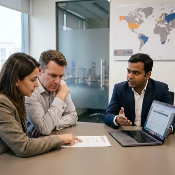 Business owners reviewing overseas company formation documents