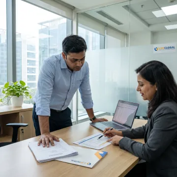 Business owner reviewing startup documents with a CPA