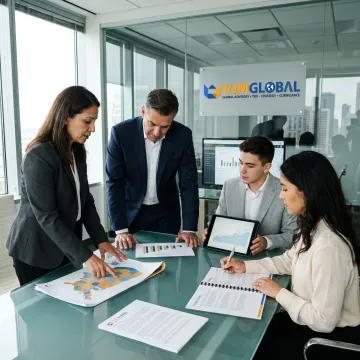 Business leaders reviewing a U.S. market entry plan