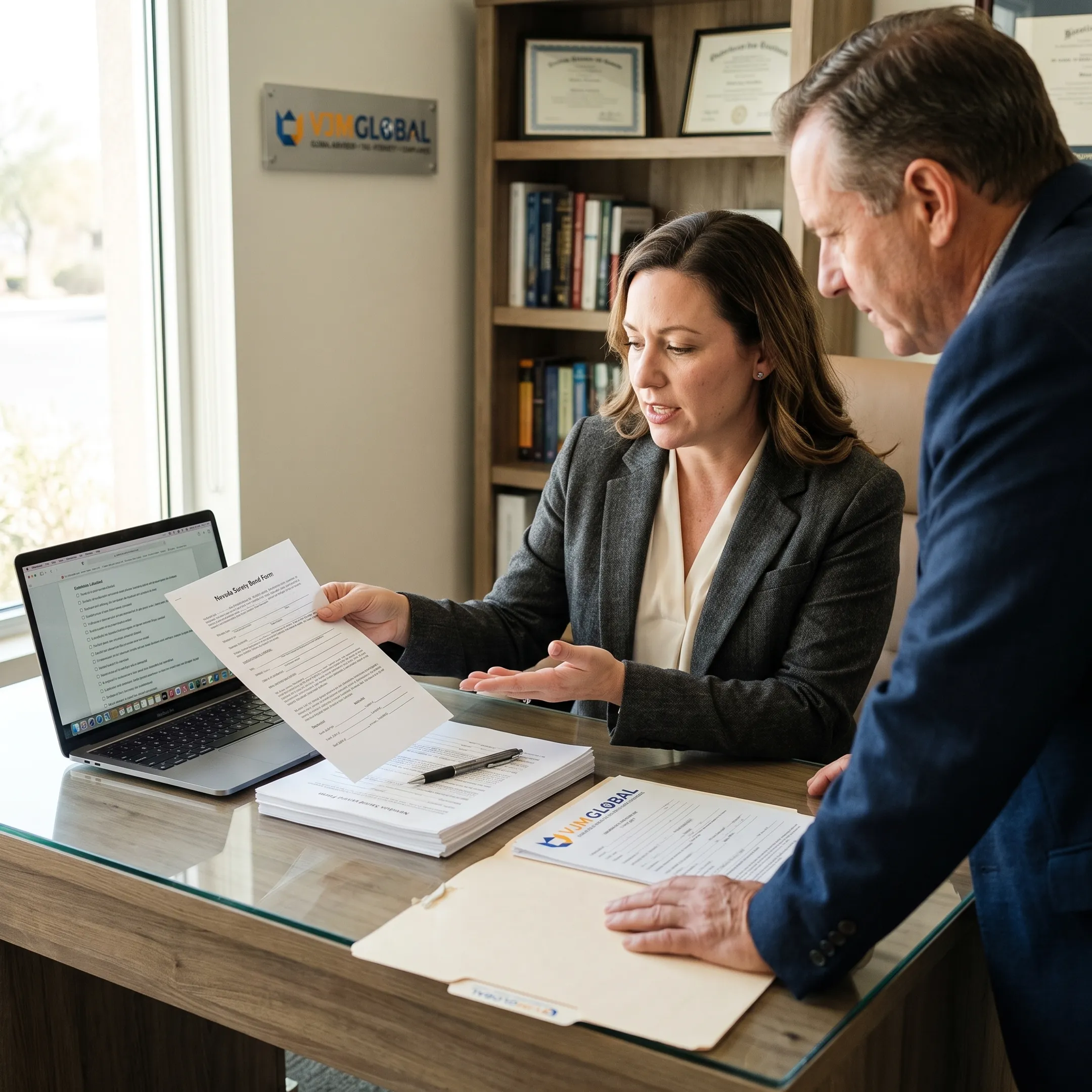Adviser explaining business registration requirements