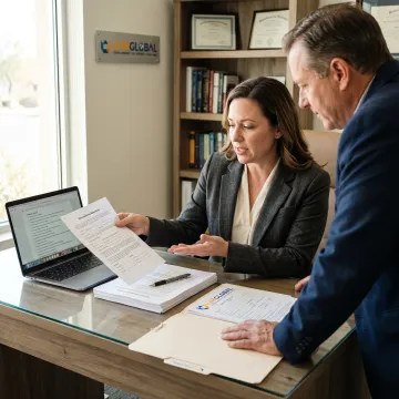 Adviser explaining business registration requirements