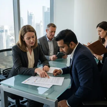 Business professionals discussing Dubai mainland company formation