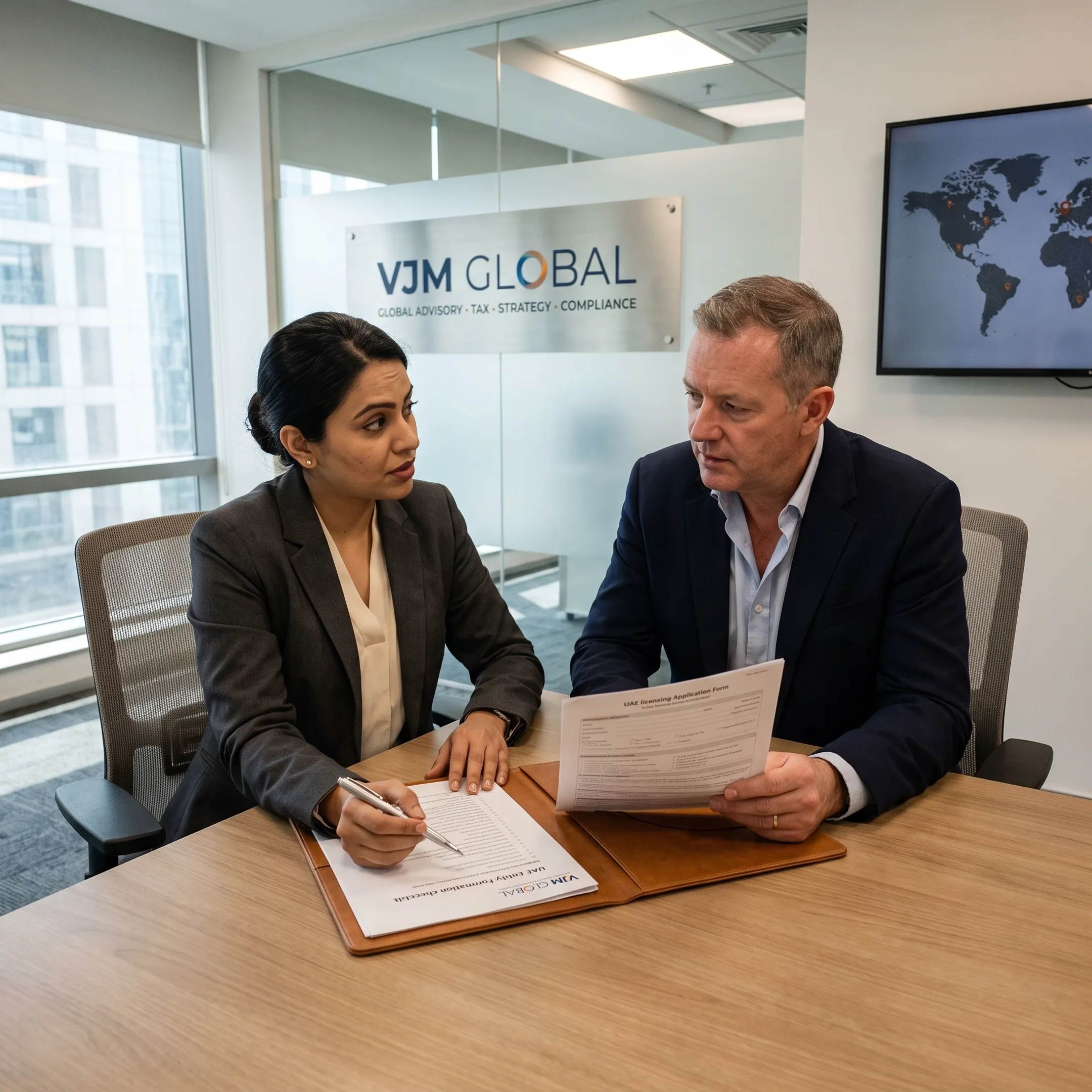 Adviser reviewing a Dubai mainland company setup checklist
