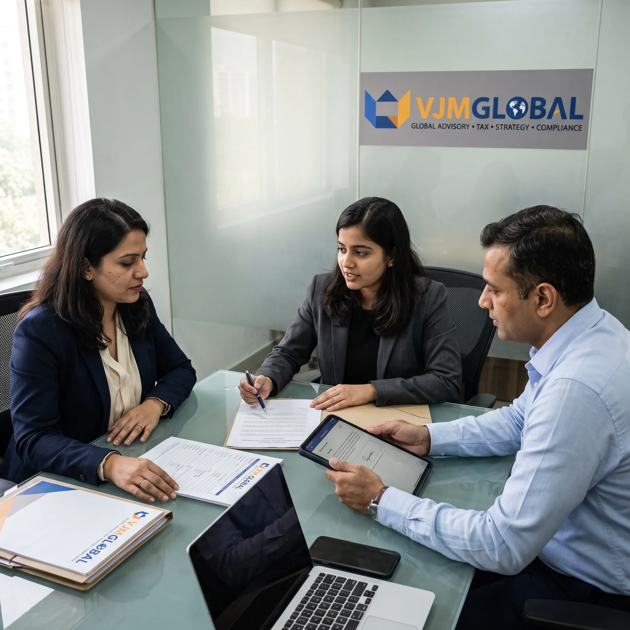 Business owners reviewing Indian company incorporation documents