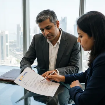 Indian entrepreneur reviewing Qatar business setup documents