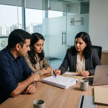 Business owners reviewing company registration documents