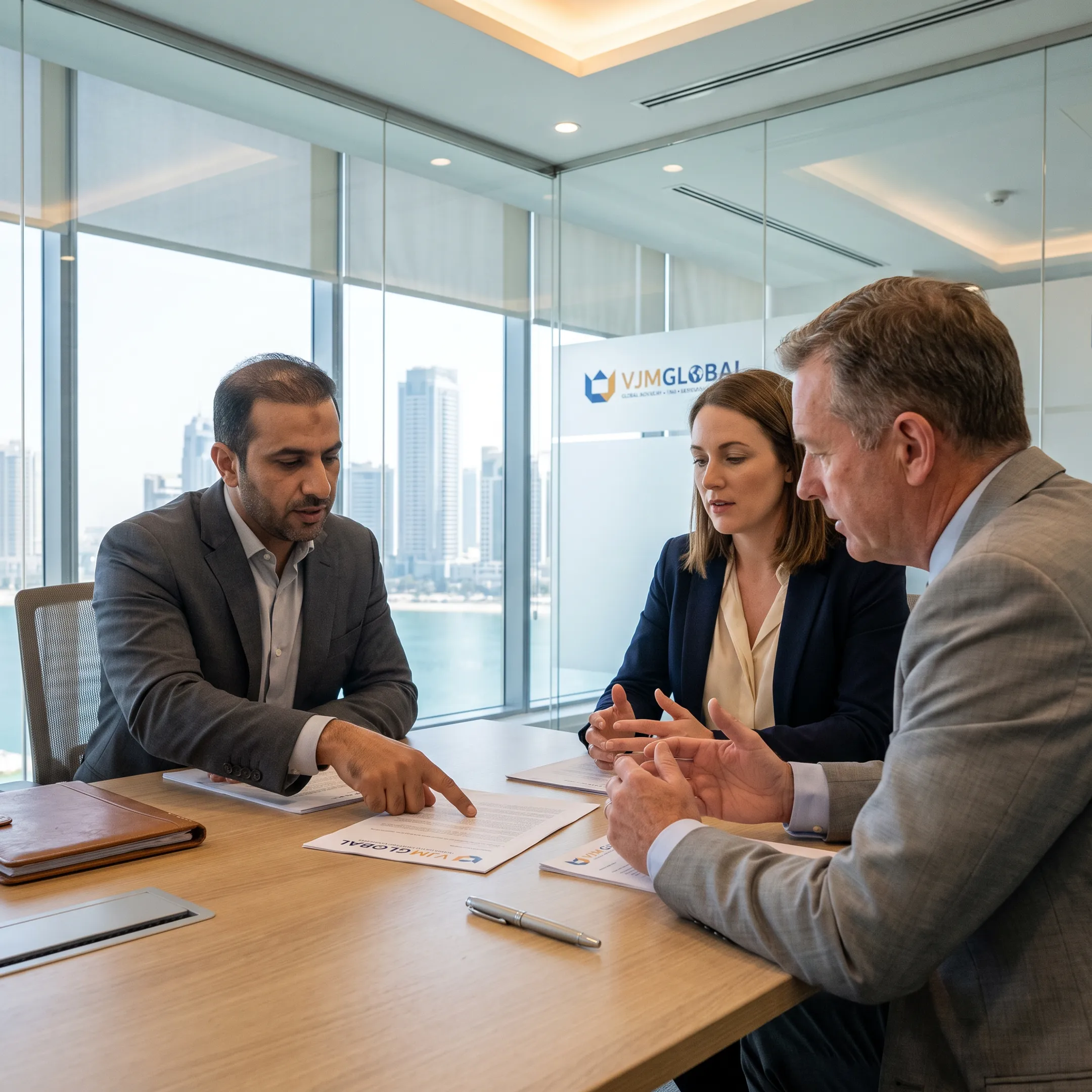 Business professionals reviewing RAK company formation documents
