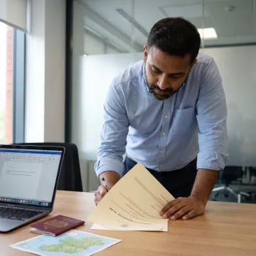 Business founder reviewing Irish company incorporation documents