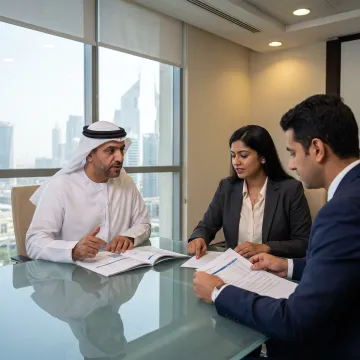 Business professionals reviewing Russian market entry documents