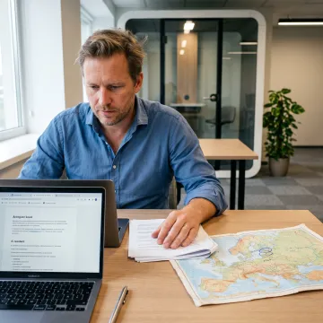Australian business owner reviewing Estonian company formation documents
