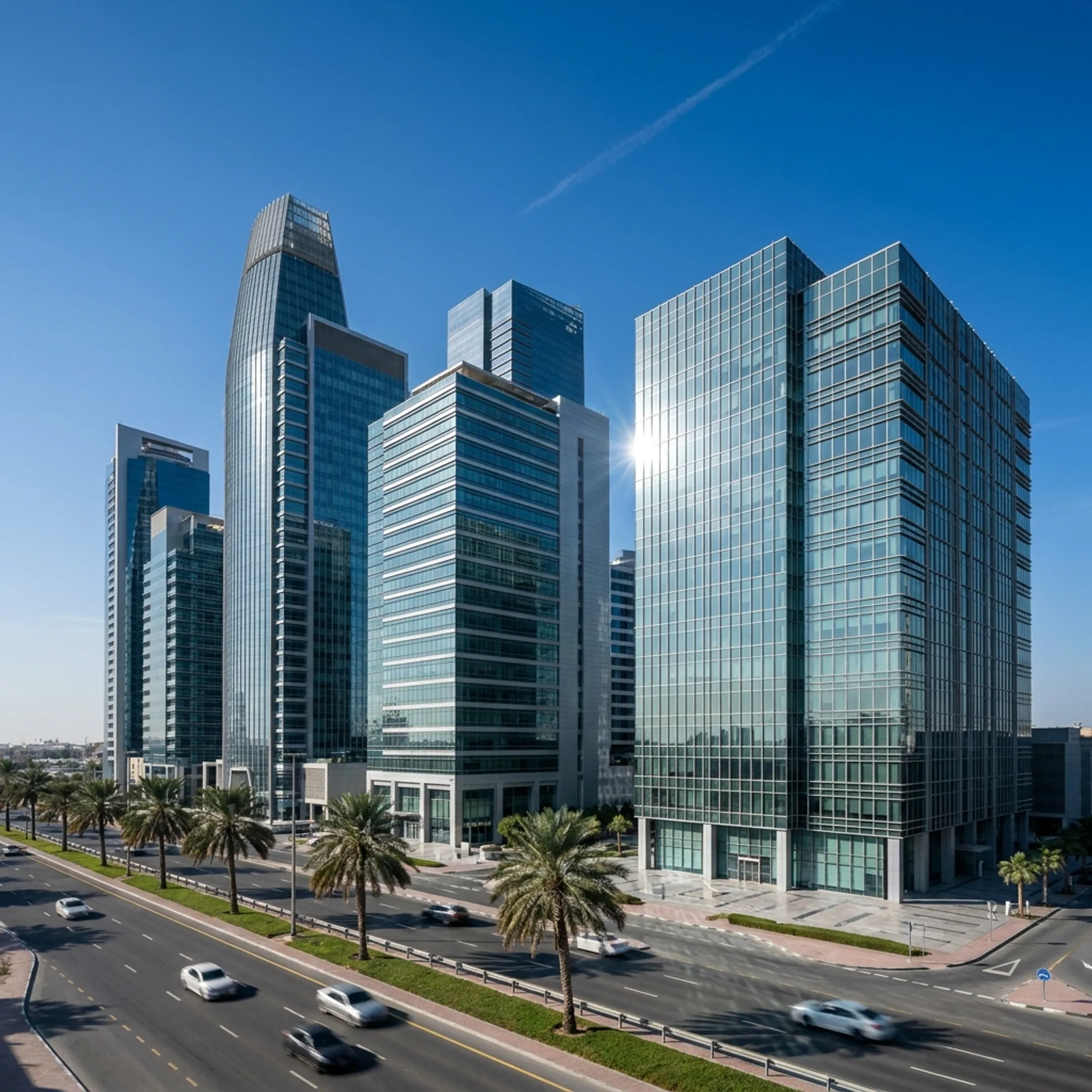 Ajman offshore business district and commercial skyline