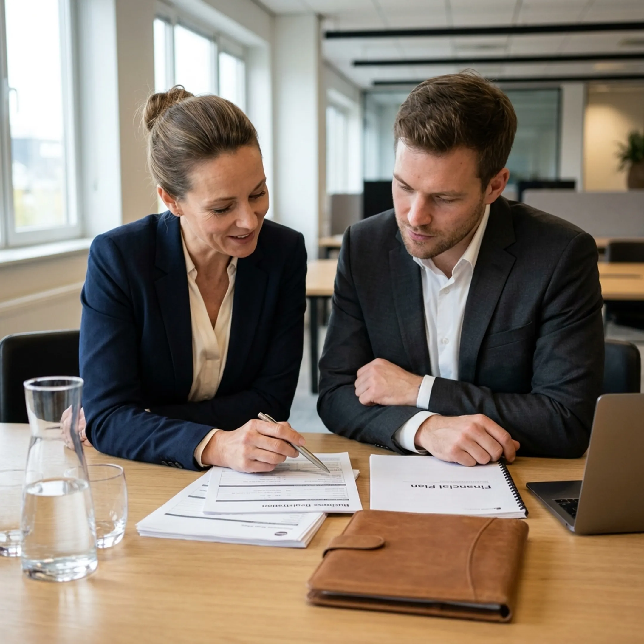 Business professionals reviewing legal formation documents in Alpharetta Georgia