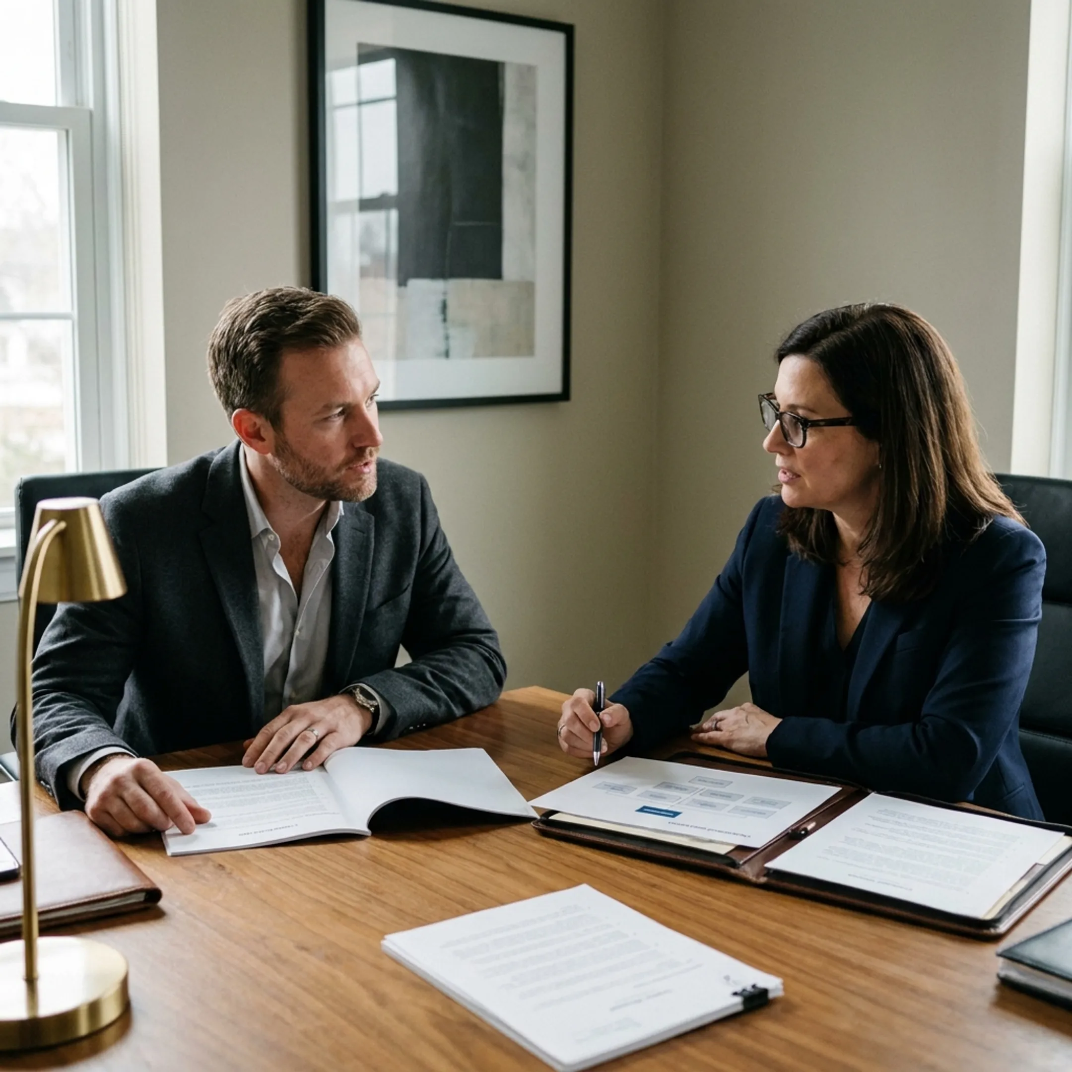 Colorado startup founder discussing business structure with legal advisor