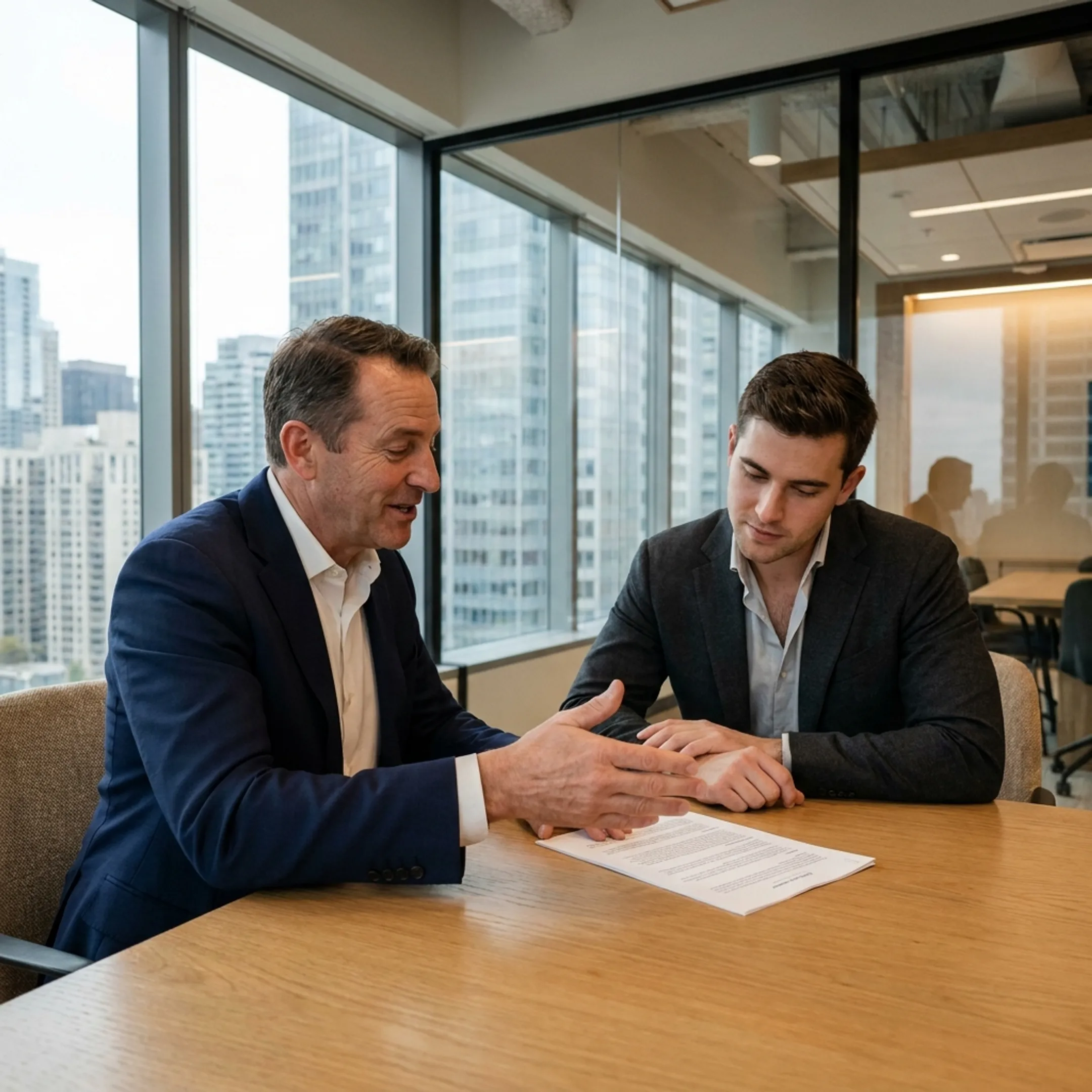 Consultant explaining Dubai crypto business formation options to an American entrepreneur
