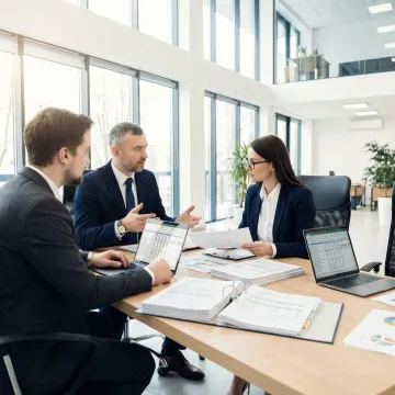 Chartered accountants conducting audit procedures with financial documents and digital analysis tools