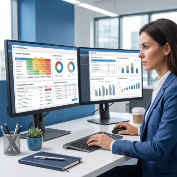 Receivables specialist reviewing aging reports