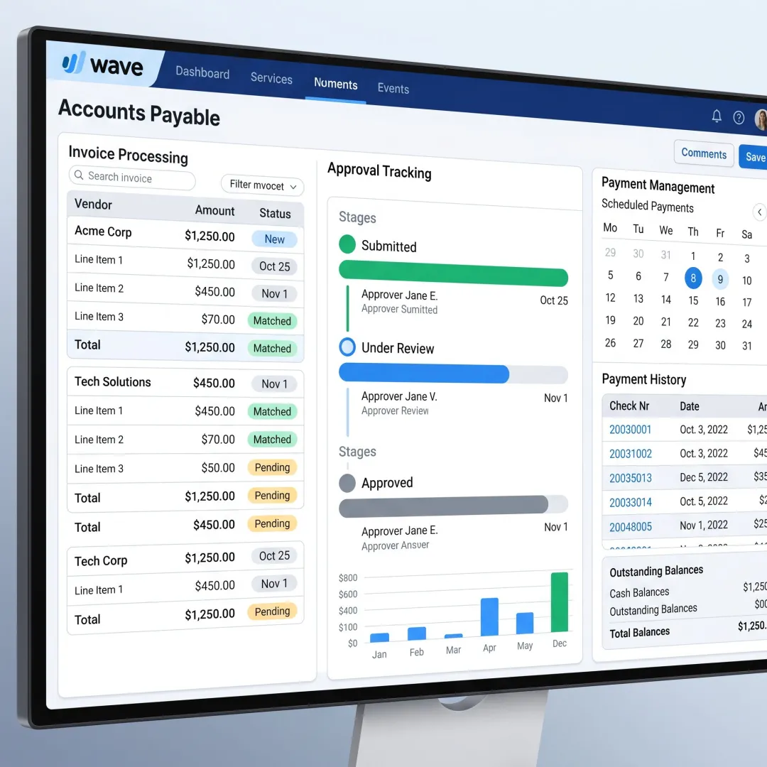 Accounts payable outsourcing workflow dashboard